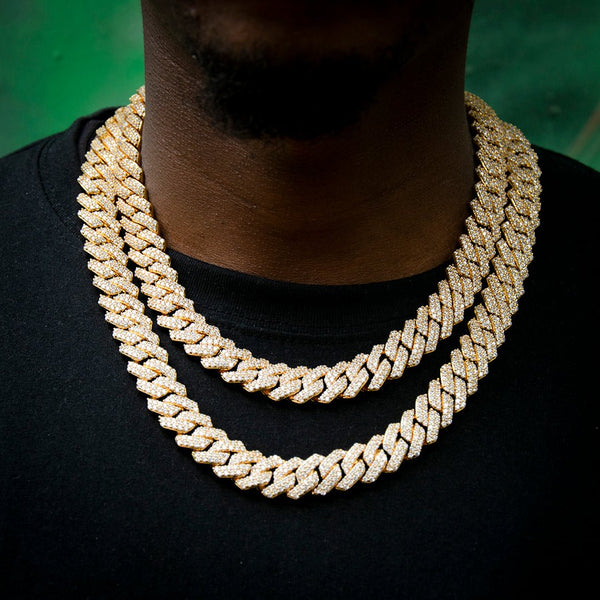 18k Overlay Cuban Chain Necklace, cheapest 14mm, 22 inches