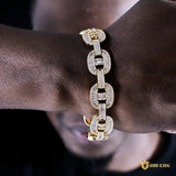 15mm New Iced Splicing Cuban Bracelet In 18k Gold ZUU KING